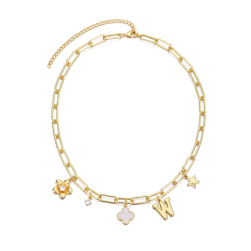 Adornia 14k Gold Flash Plated Initial Chunky Charm Necklace, Women's, 
