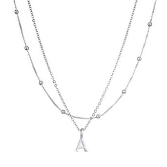 Adornia Silver Tone Layered Initial Necklace Set