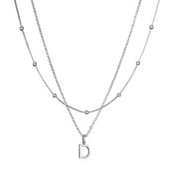 Adornia Silver Tone Layered Initial Necklace Set