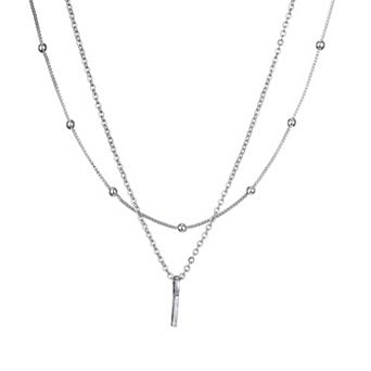 Adornia Silver Tone Layered Initial Necklace Set
