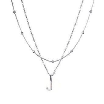 Adornia Silver Tone Layered Initial Necklace Set