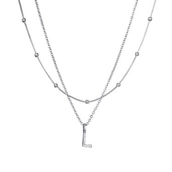 Adornia Silver Tone Layered Initial Necklace Set