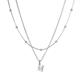 Adornia Silver Tone Layered Initial Necklace Set