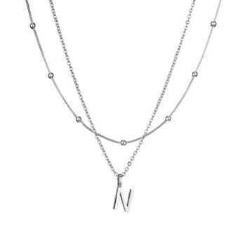 Adornia Silver Tone Layered Initial Necklace Set