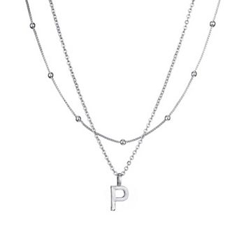 Adornia Silver Tone Layered Initial Necklace Set