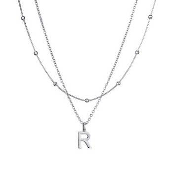 Adornia Silver Tone Layered Initial Necklace Set