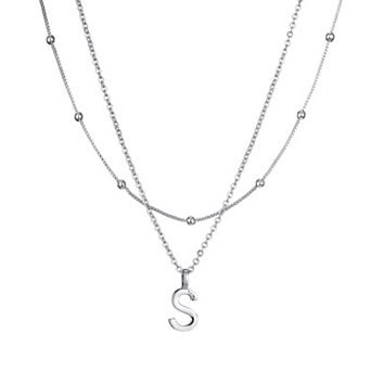 Adornia Silver Tone Layered Initial Necklace Set