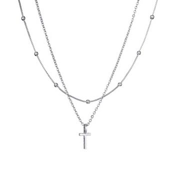 Adornia Silver Tone Layered Initial Necklace Set