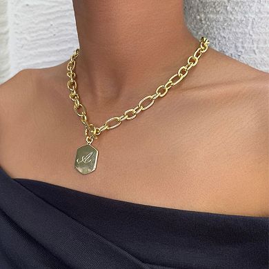 Adornia 14k Gold Flash Plated Monogram Initial Chunky Toggle Necklace