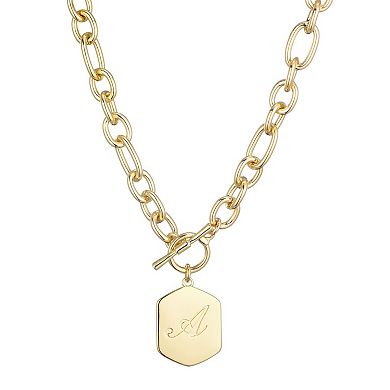 Adornia 14k Gold Flash Plated Monogram Initial Chunky Toggle Necklace