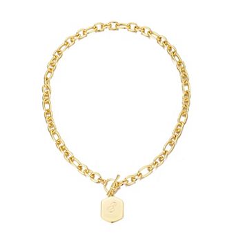 Adornia 14k Gold Flash Plated Monogram Initial Chunky Toggle Necklace