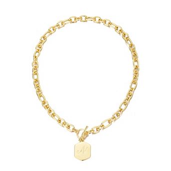 Adornia 14k Gold Flash Plated Monogram Initial Chunky Toggle Necklace
