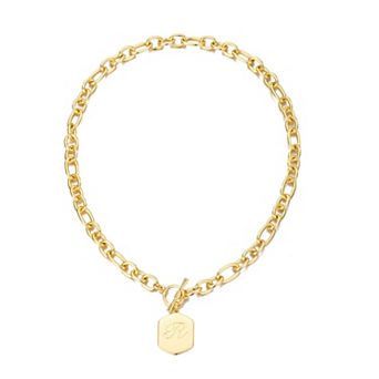 Adornia 14k Gold Flash Plated Monogram Initial Chunky Toggle Necklace