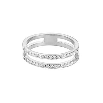 Adornia Silver Plated Cubic Zirconia Double Band Ring
