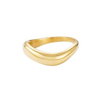 Adornia Tarnish Resistant 18k Gold Flash Plated Curved Band Ring