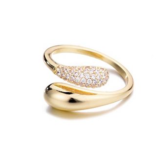 Adornia 14k Gold Flash Plated Cubic Zirconia Curved Bands Ring