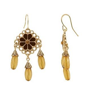 Emberly Gold Tone Flower Chandelier Drop Earrings
