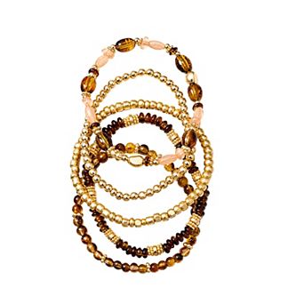 Emberly Gold Tone 5 pc Beaded Bracelet Set
