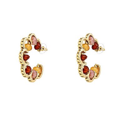 Emberly Gold Tone Multi Beaded C Hoop Earrings