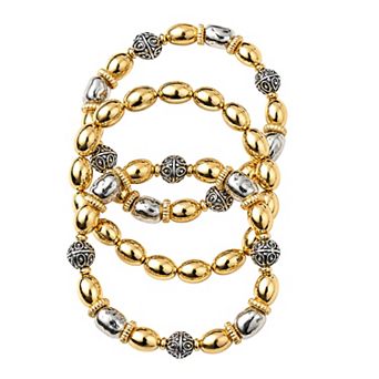 Emberly Textured 5 pc Beaded Stretch Bracelet Set