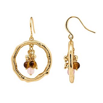 Emberly Gold Tone Multi Beads Circle Drop Earrings