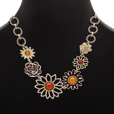 Emberly Gold Tone Multi Flower Necklace