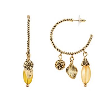 Emberly Gold Tone Multi Drop C Hoop Earrings