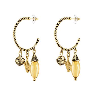 Emberly Gold Tone Multi Drop C Hoop Earrings