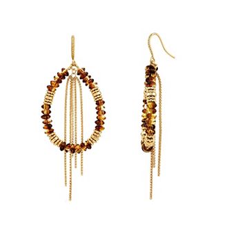 Emberly Gold Tone Multi Chain Teardrop Earrings