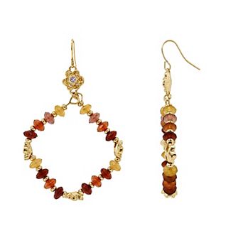 Emberly Gold Tone Multi Beaded Flower Drop Earrings