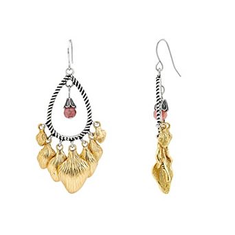 Emberly Gold Tone Teardrop Petals Drop Earrings