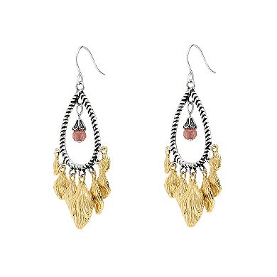 Emberly Gold Tone Teardrop Petals Drop Earrings