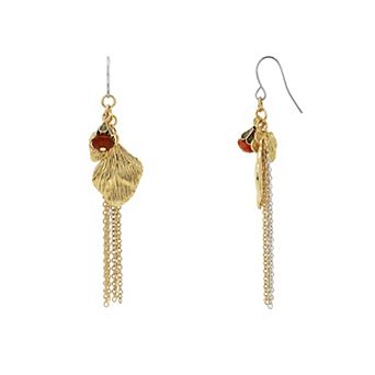 Emberly Textured Petals Multi Chain Drop Earrings
