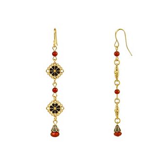 Emberly Gold Tone Filigree Flower Drop Earrings
