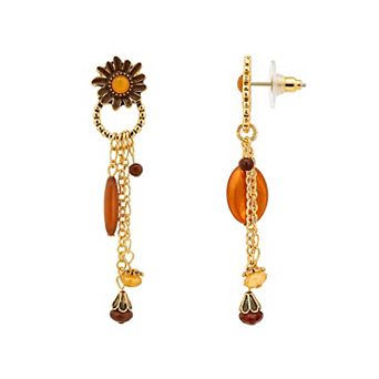 Emberly Flower Multi Chain Drop Earrings