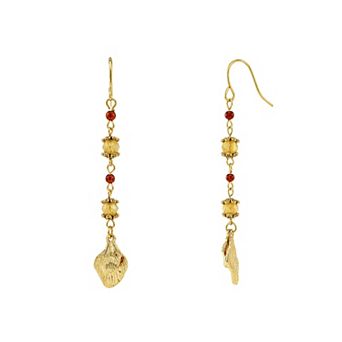 Emberly Gold Tone Multi Beads Petals Drop Earrings