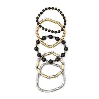 Emberly 5 pc Two-Tone Beaded Bracelet Set