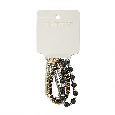 Emberly 5-Piece Two-Tone Beaded Bracelet Set