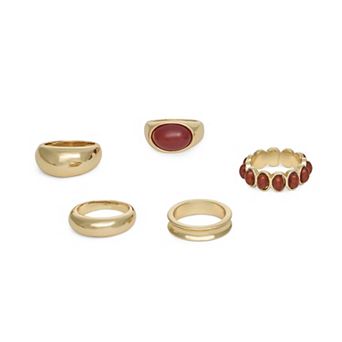 Emberly Gold-Tone Simulated Gemstone 5 pc Ring Set