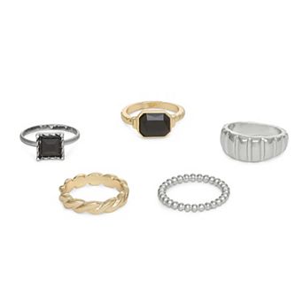 Emberly Mixed Metal 5 pc Ring Set
