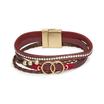 Emberly Gold-Tone Polished Magnetic Layered Bracelet