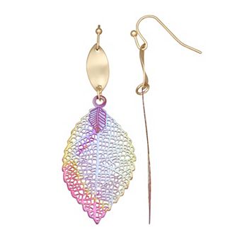 Emberly Gold-Tone Filigree Leaf Drop Earrings