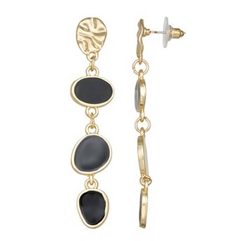 Emberly Gold-Tone Linear Enamel Earrings