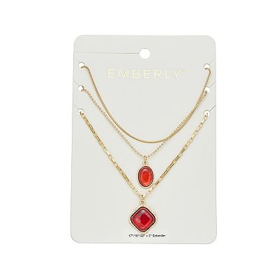 Emberly Simulated Stone Layered Necklace