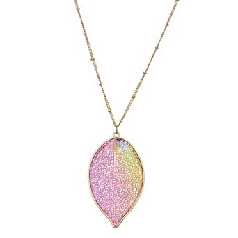 Emberly Gold-Tone Long Leaf Pendant Necklace