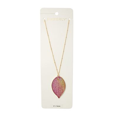 Emberly Gold-Tone Long Leaf Pendant Necklace