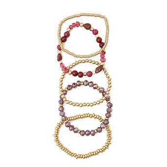 Emberly 5 pc Beaded Stretch Bracelet Set