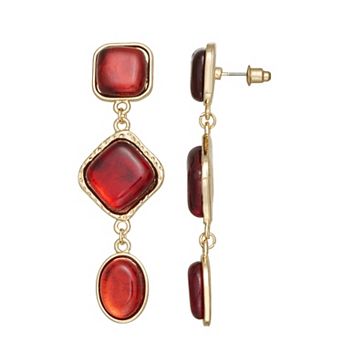 Emberly Gold-Tone Simulated Gemstone Linear Earrings