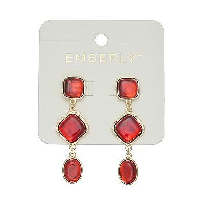 Emberly Gold-Tone Simulated Gemstone Linear Earrings