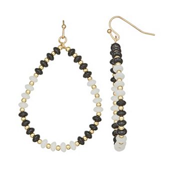 Emberly Beaded Teardrop Hoop Earrings